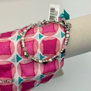 Brighton Petite Four Beaded Bracelet 7.5" Silver Plated Pink Beads J30097
